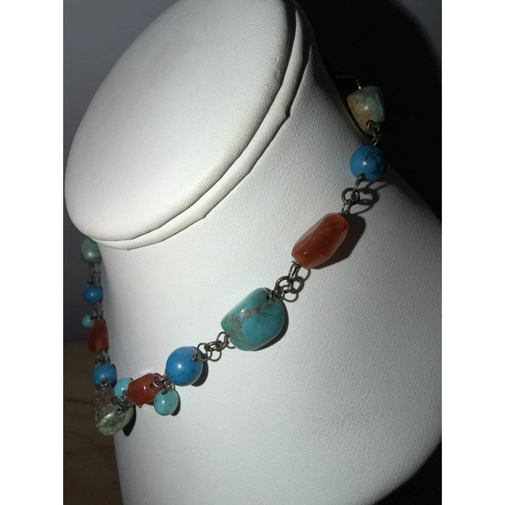 Vintage Turquoise,‎ Coral Choker Necklace Choker